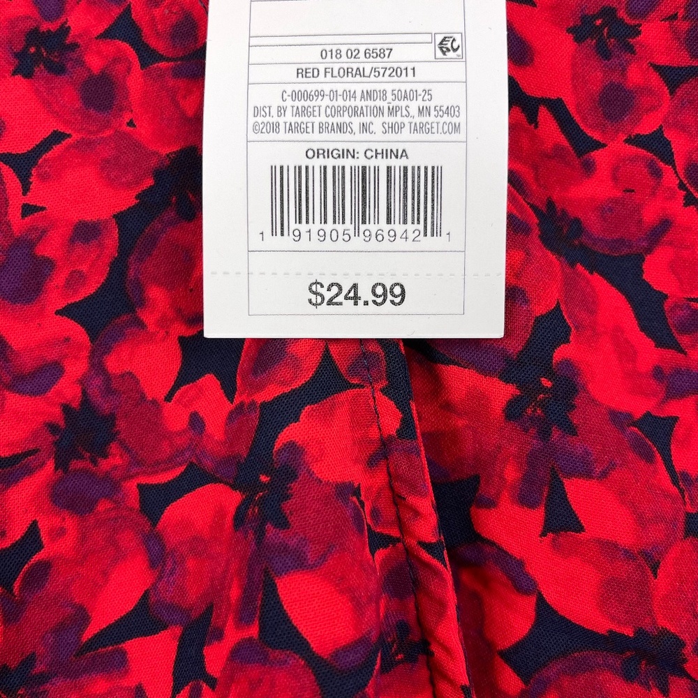 A New Day Red Floral Blouse NWT - Picture 2 of 8